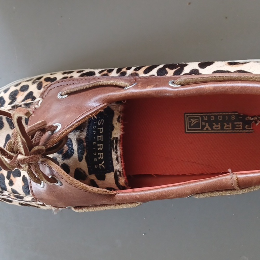 Authentic Sperry top sidereal original calf hair leopard print boat shoe - Picture 5 of 6